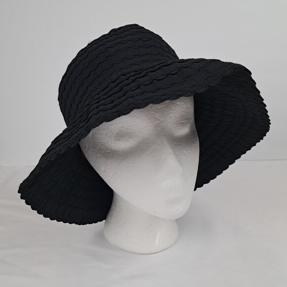 San Diego Hat Company Black Ribbon Braided Sun Hat Scalloped Edge - Picture 4 of 14
